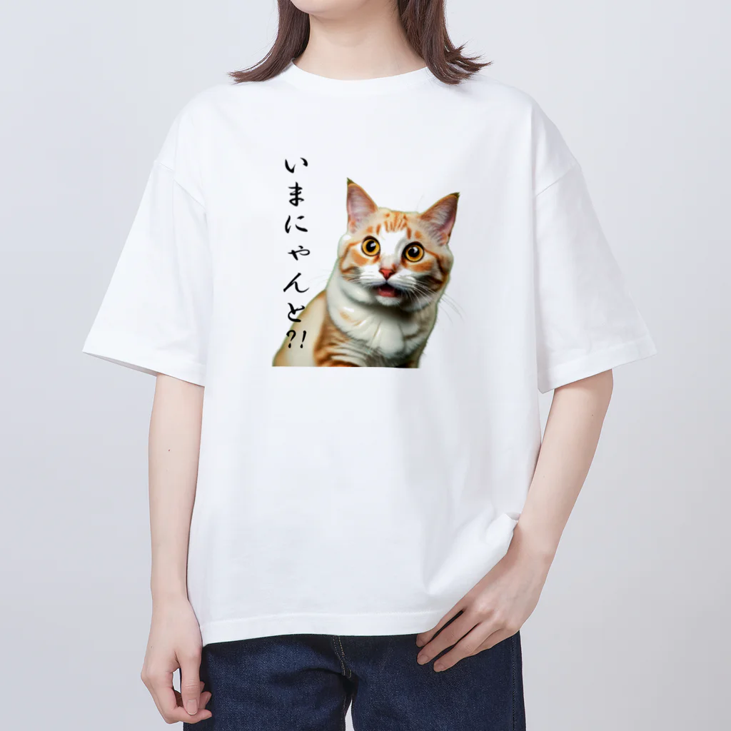 ヒロワークスのダジャレTシャツ　にゃんとも言いがたい猫 オーバーサイズTシャツ