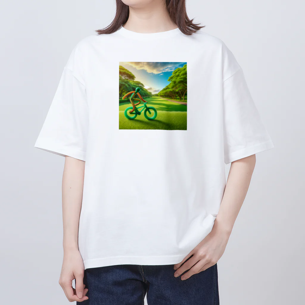 らばーばんどすとあの人型輪ゴム【サイクリング】 オーバーサイズTシャツ