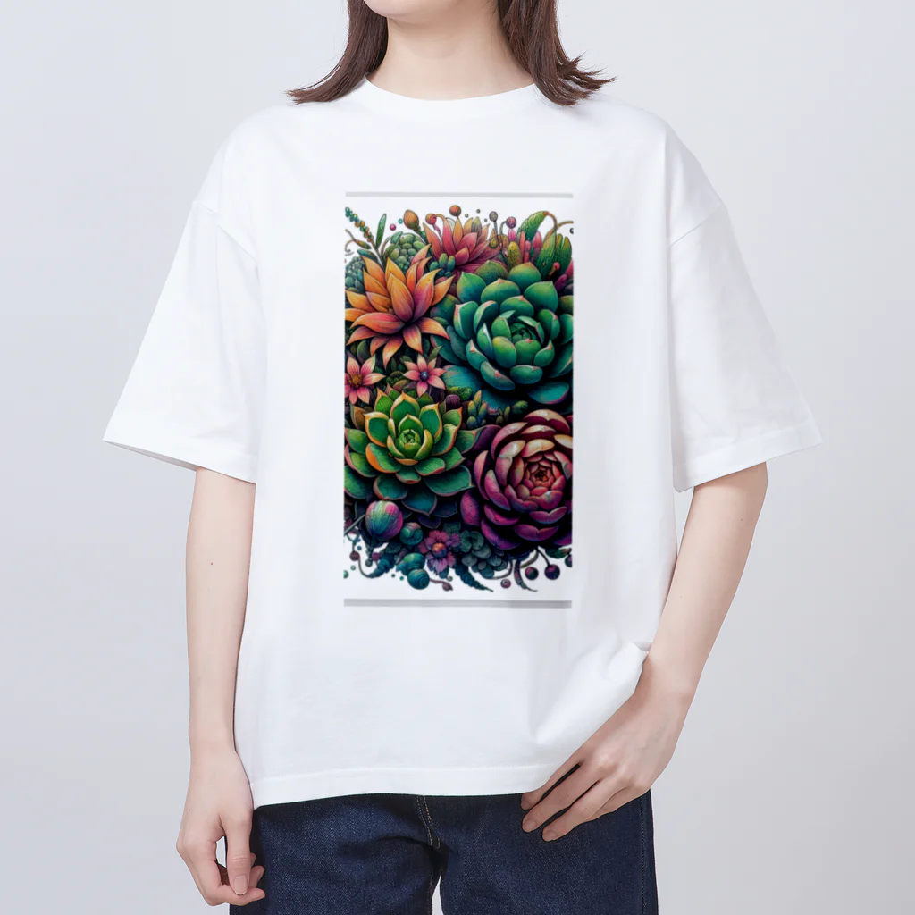 nanamikuru3149のエキゾチックな多肉 オーバーサイズTシャツ