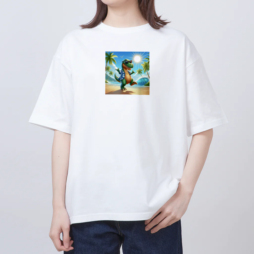 samkorのティラノサウルスのサマーバケーション オーバーサイズTシャツ