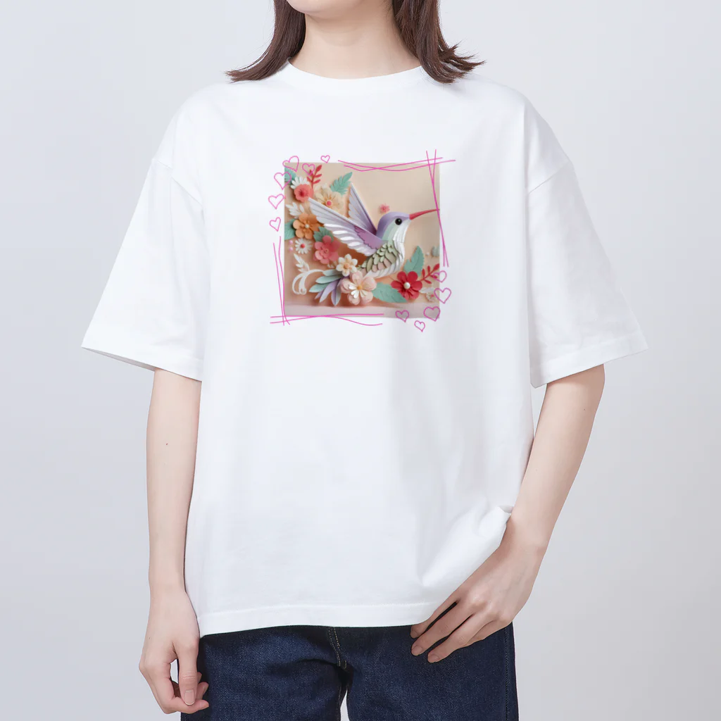 終わらない夢🌈のパステルカラーのハチドリ💞 オーバーサイズTシャツ