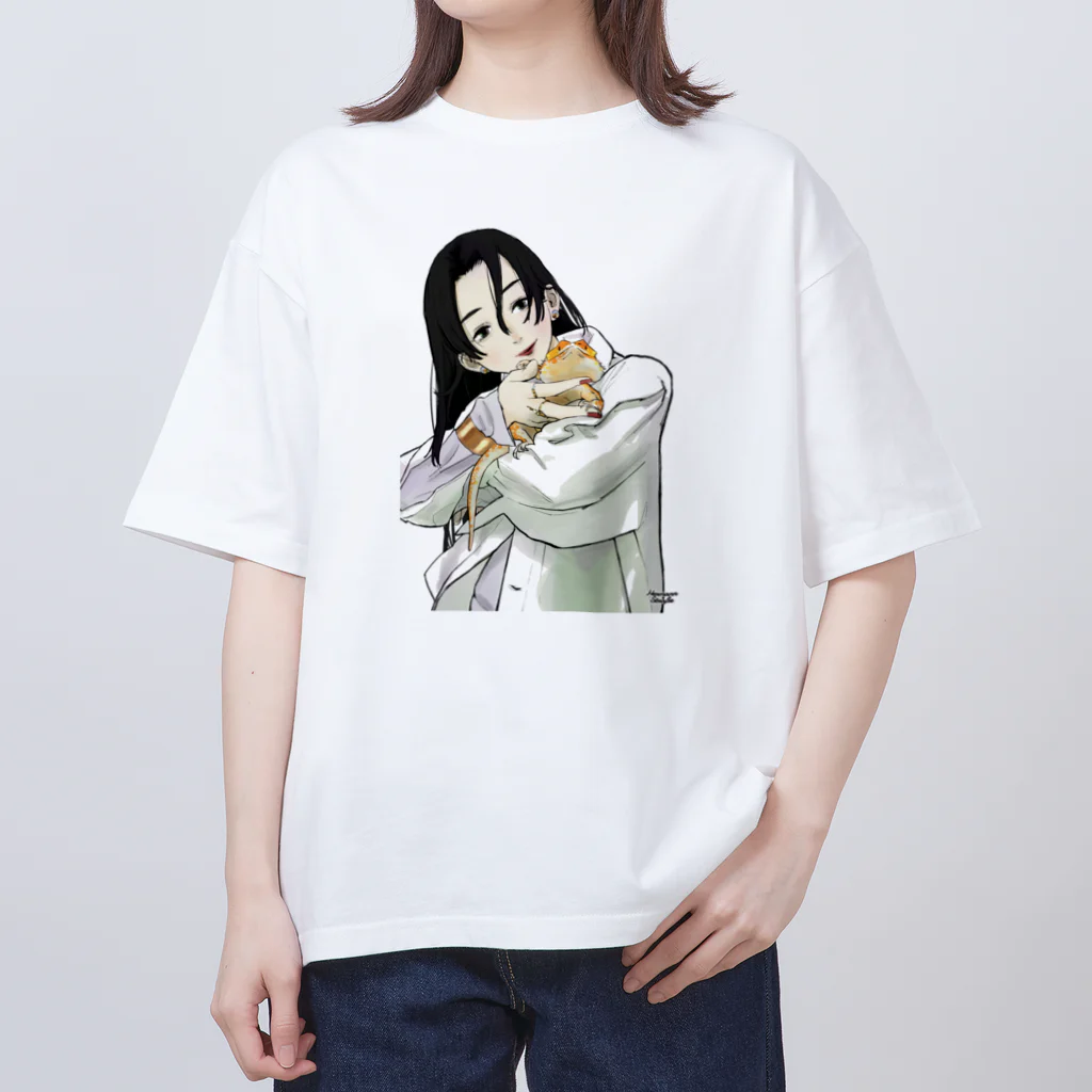 HermannStrasseのフトアゴと女の子 オーバーサイズTシャツ