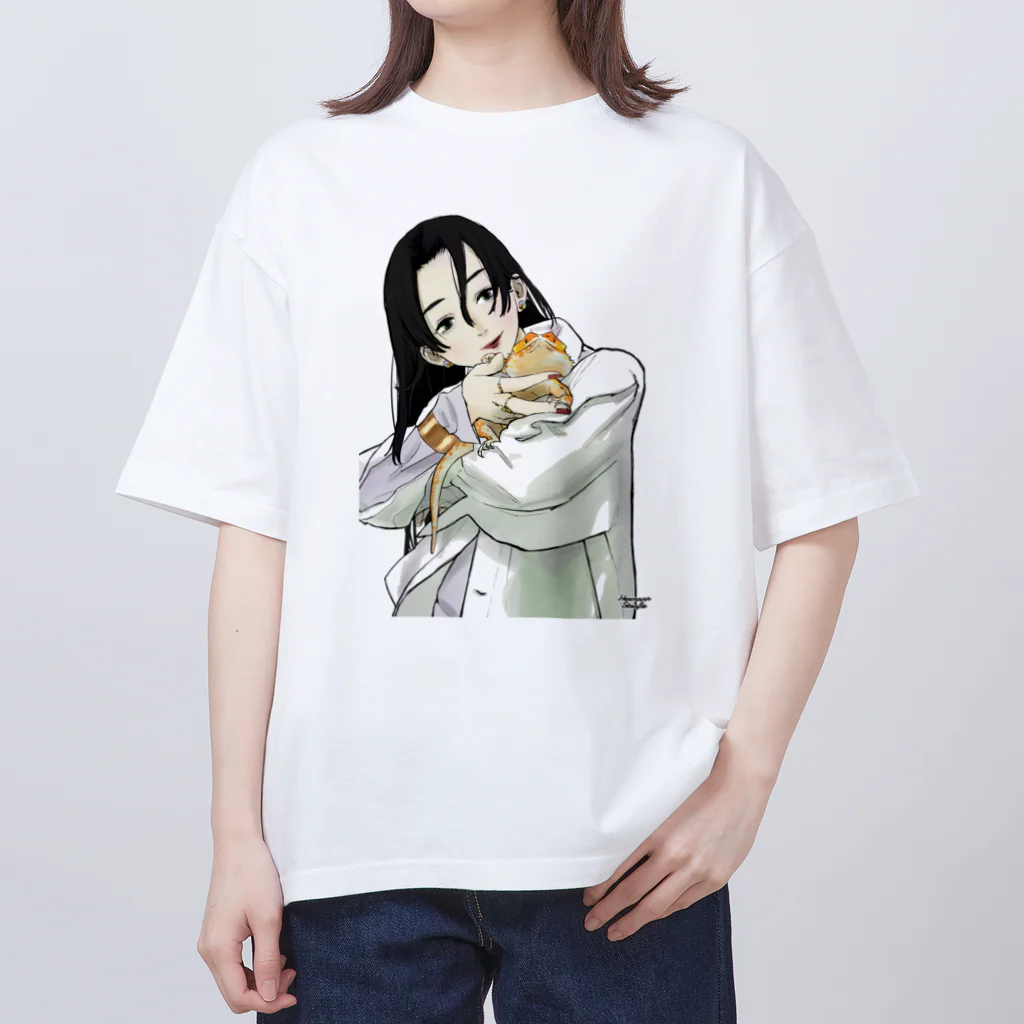 HermannStrasseのフトアゴと女の子 オーバーサイズTシャツ