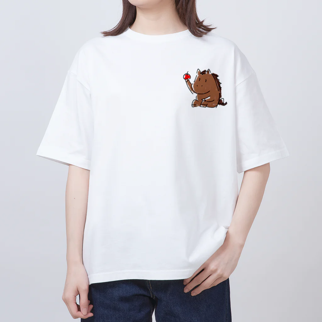 アナ５３ショップの【春・夏用】体育座りするお馬『アナ５３』 Oversized T-Shirt