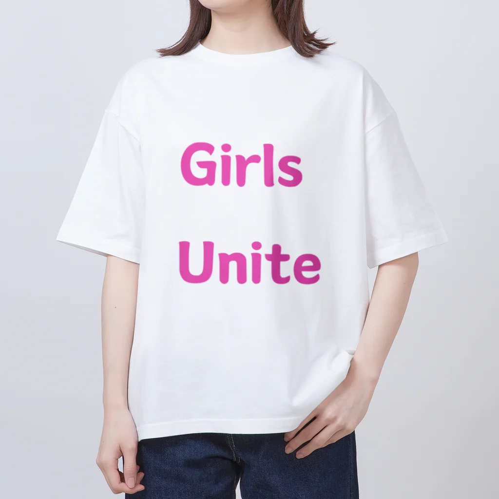 あい・まい・みぃのGirls Unite-女性たちが団結して力を合わせる言葉 オーバーサイズTシャツ