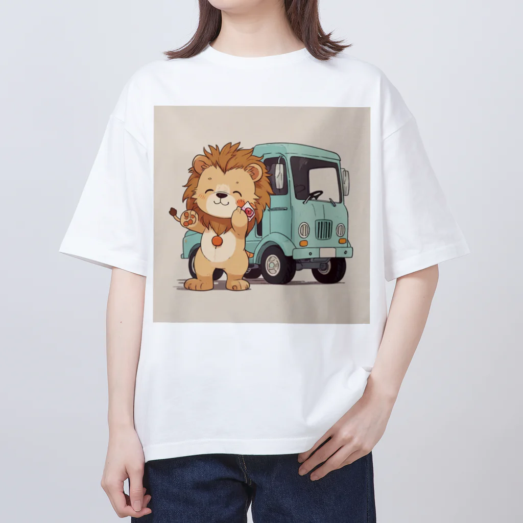 ganeshaのおもちゃのトラックでかわいいライオンに会おう オーバーサイズTシャツ