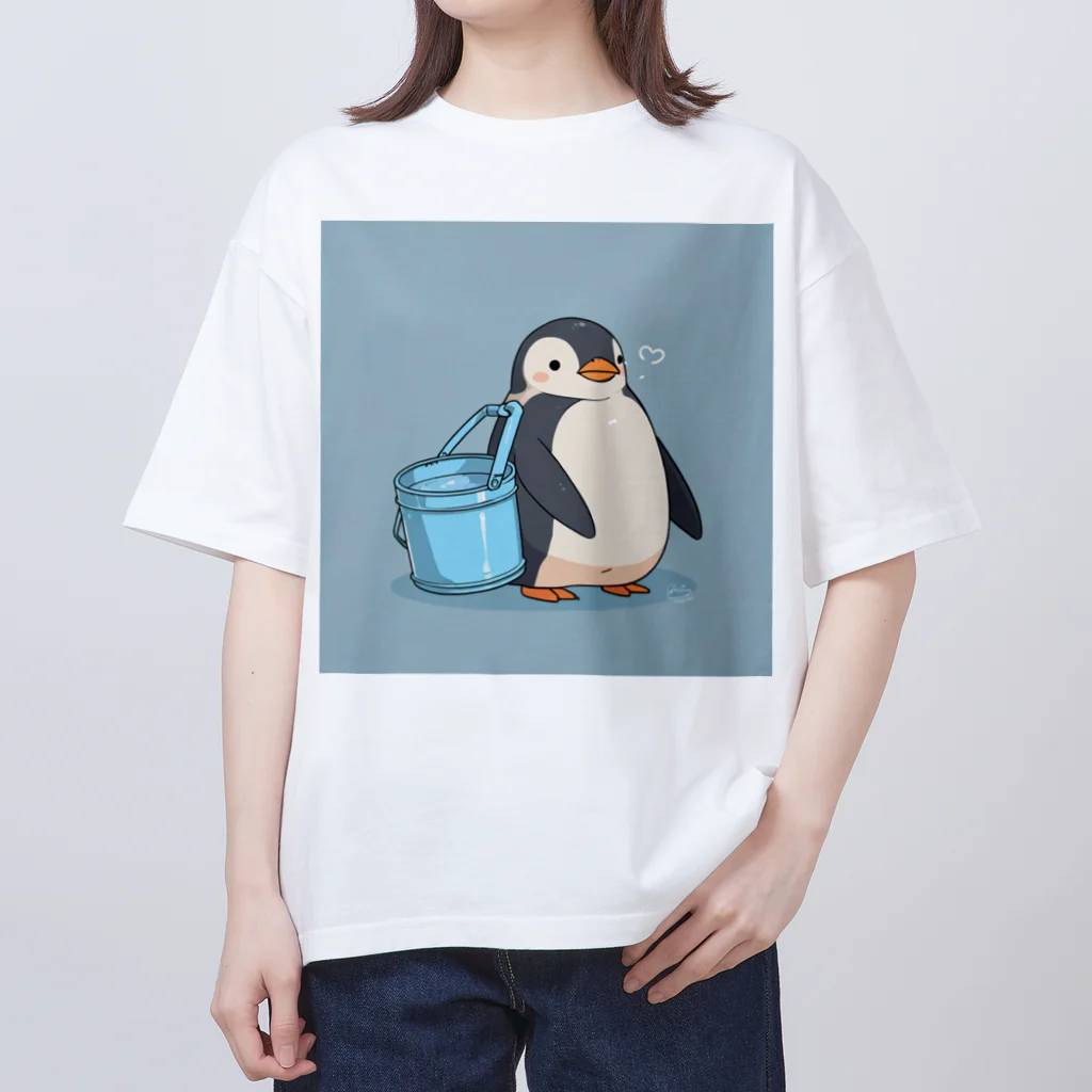ganeshaのかわいいペンギンとおもちゃのバケツ Oversized T-Shirt