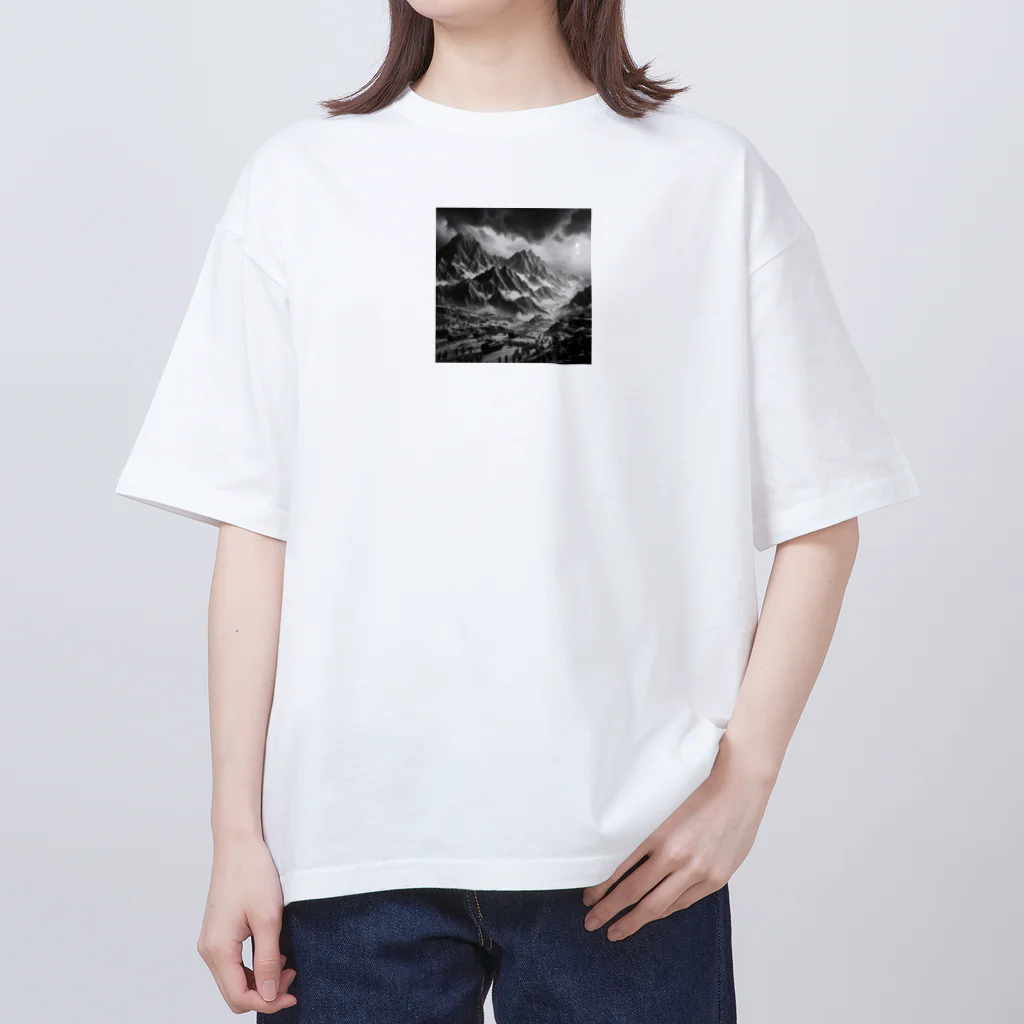 yohiti193の（モノクロ写真風）山間の戦場のジオラマ③ Oversized T-Shirt