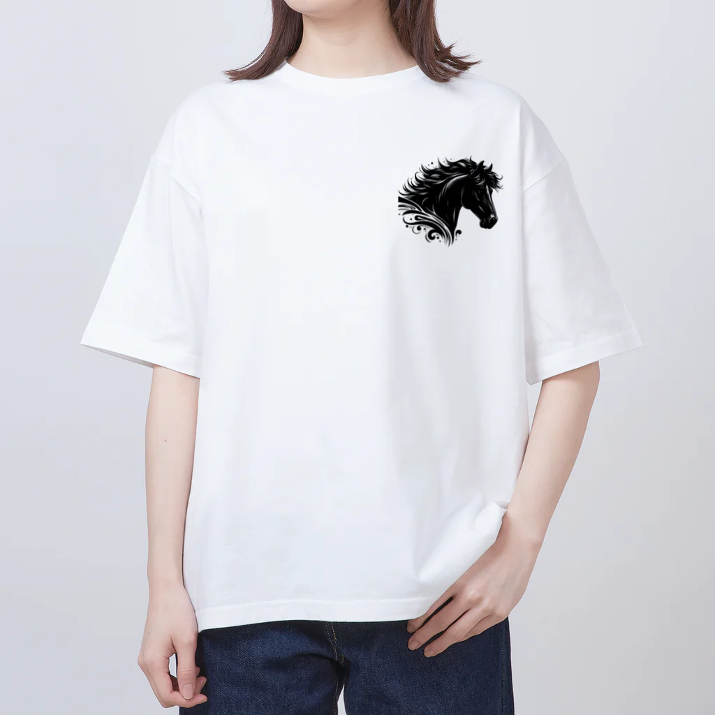GDWEEDの黒い馬 オーバーサイズTシャツ