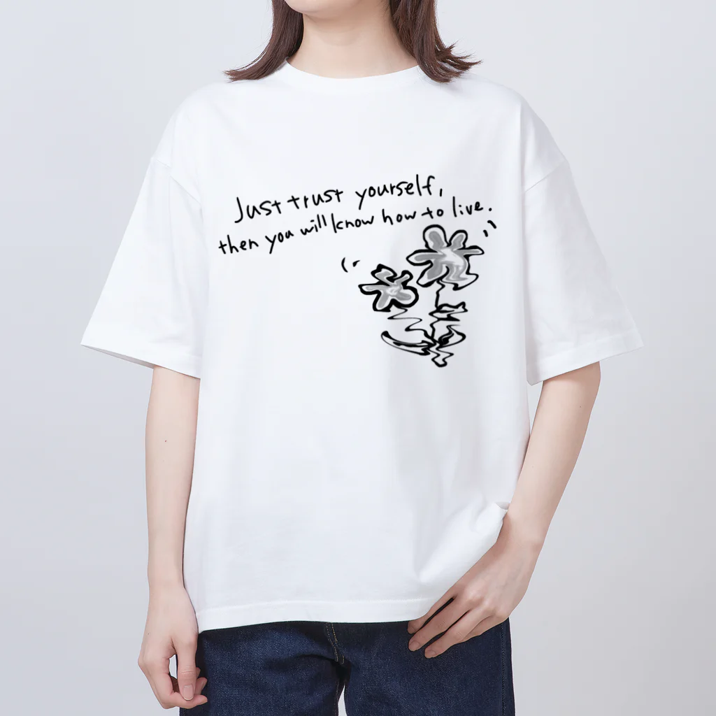 odan5の英文とぐにゃぐにゃお花 オーバーサイズTシャツ