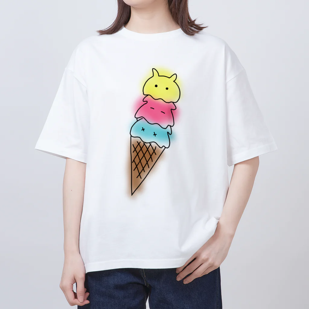 yuruchara_creatureの今にも溶けそうなアイス Oversized T-Shirt