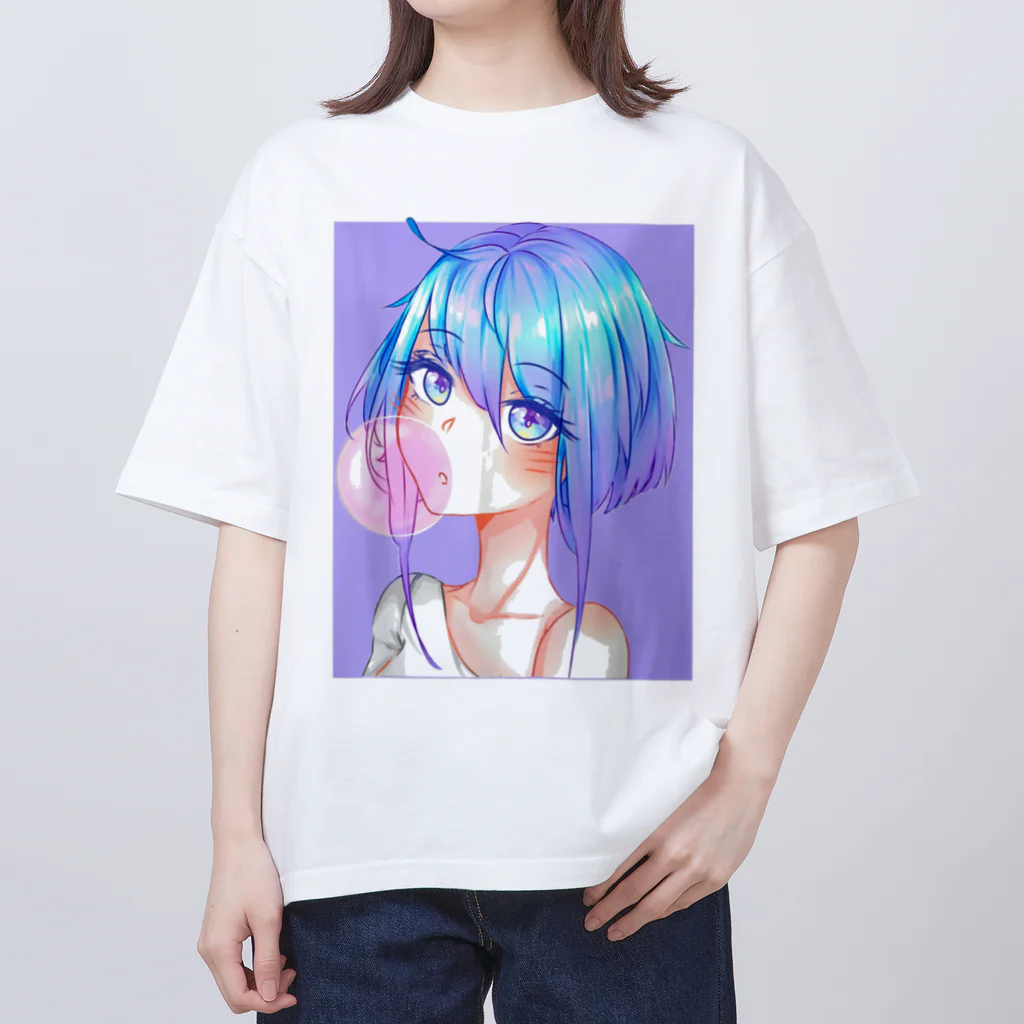 World_Teesのバブルガムを噛むアニメガール 日本の美学 アニメオタク Oversized T-Shirt