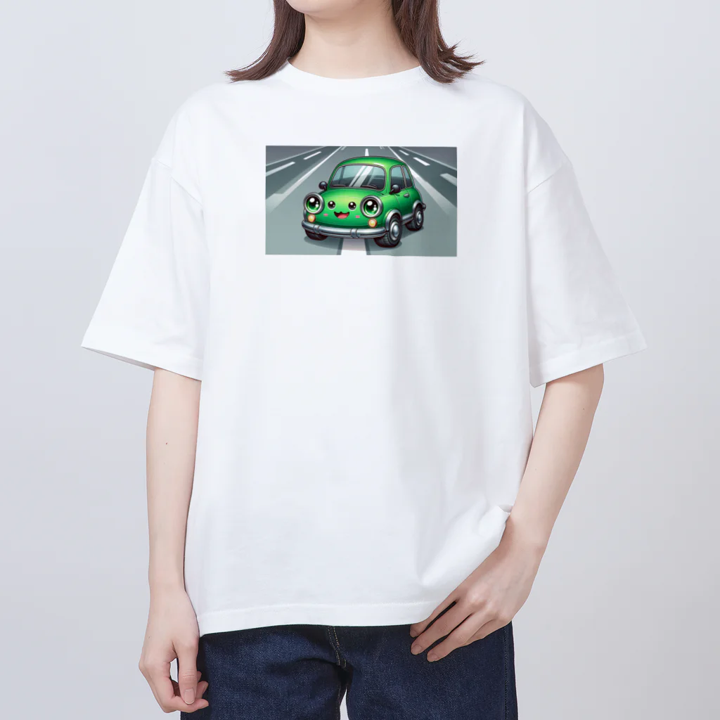 kawadangoのかわいい緑の車 オーバーサイズTシャツ