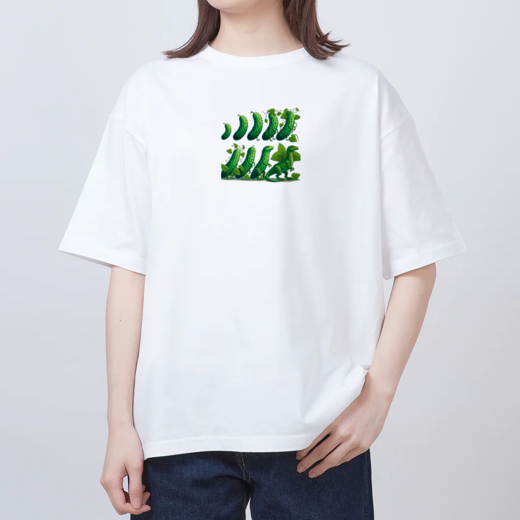 A愛のA愛　野菜シリーズ　きゅうりの恐竜 オーバーサイズTシャツ