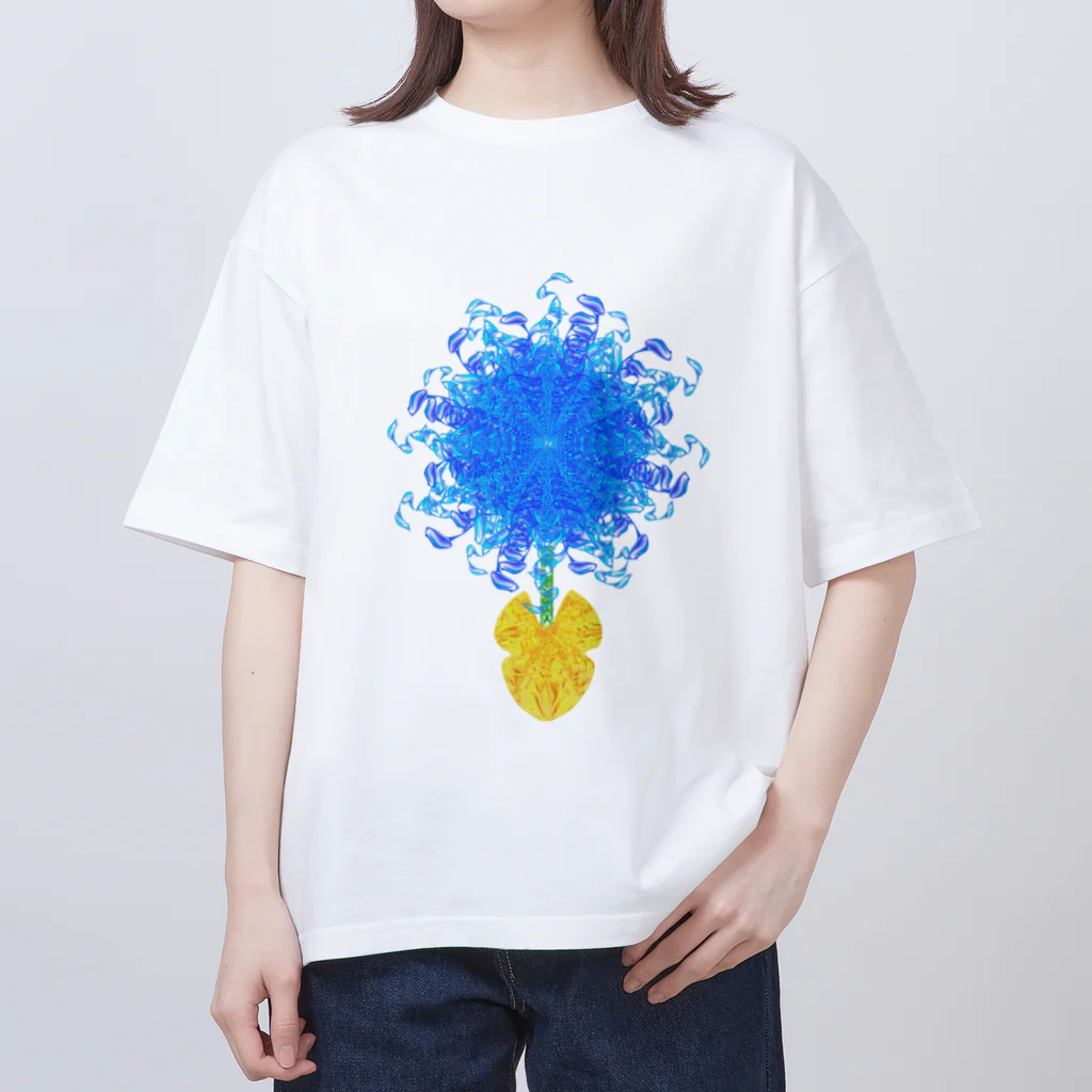 花色蓮人の水飛沫 花 Oversized T-Shirt