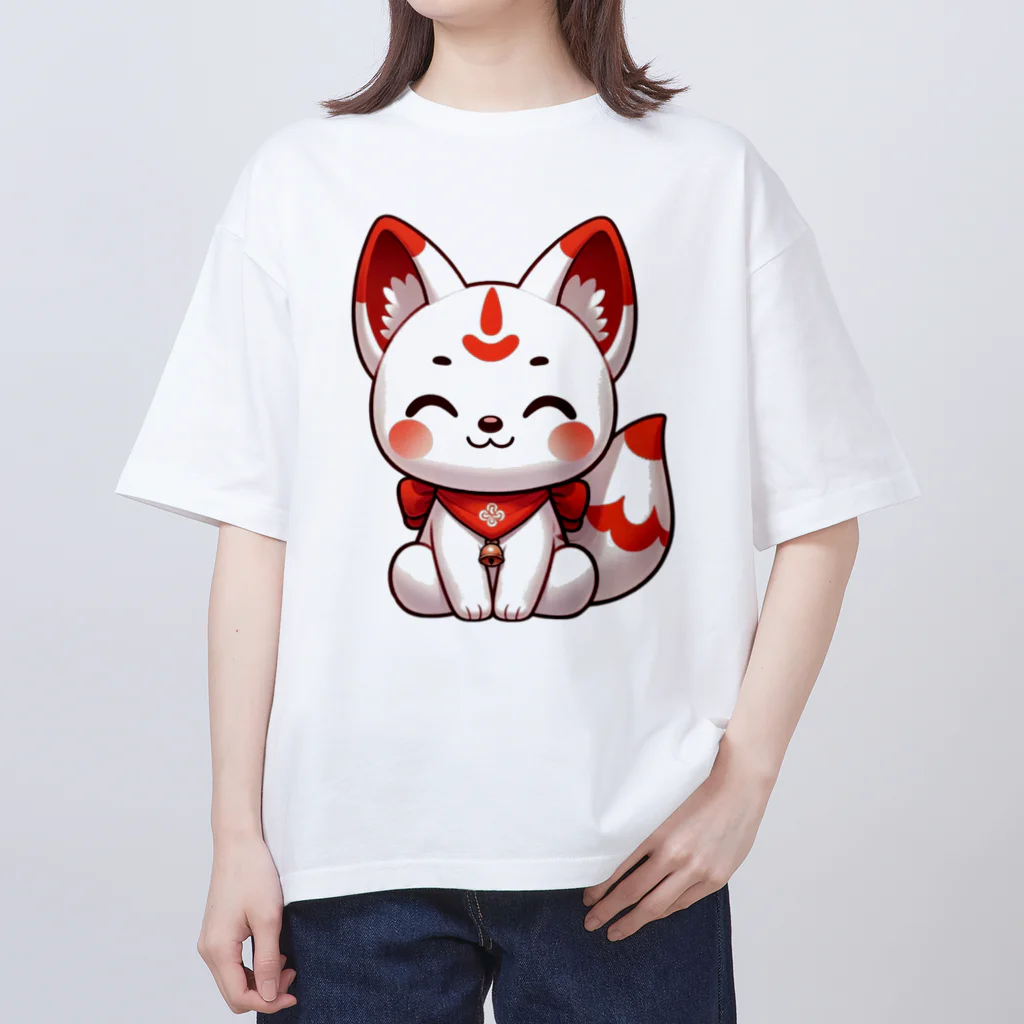 大江戸花火祭りのInari Fox Charm Magic～稲荷の狐3 Oversized T-Shirt