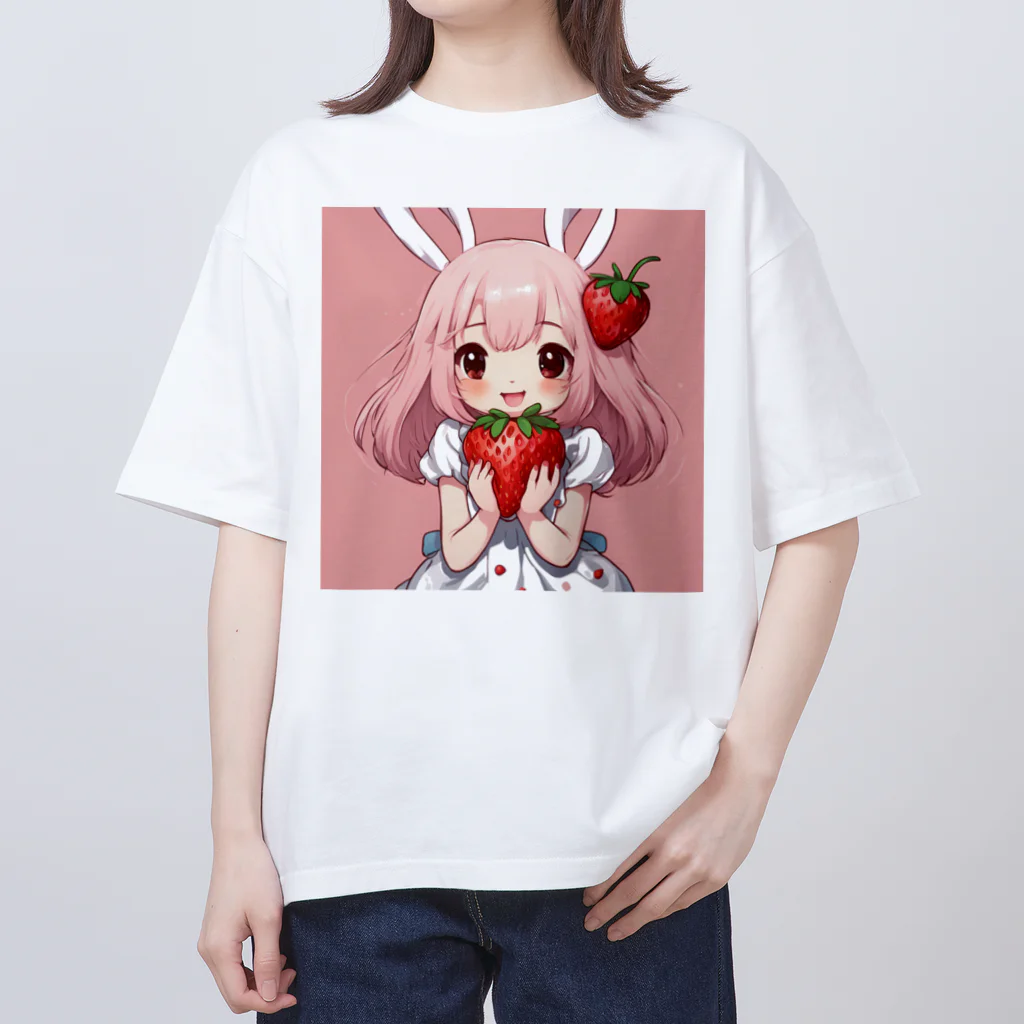 うさぎウサギのいちご大好き、うさみみチャコちゃん Oversized T-Shirt