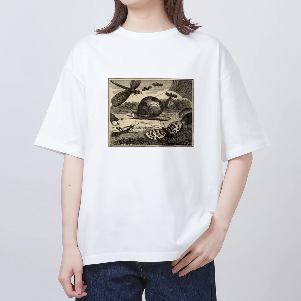 Saza-nami Antique designの昆虫とかたつむり Oversized T-Shirt