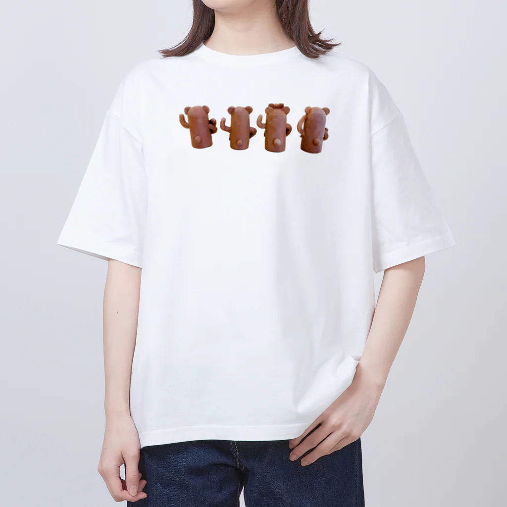 atelier_lapislazuliのくまはにわ4（うしろ） オーバーサイズTシャツ