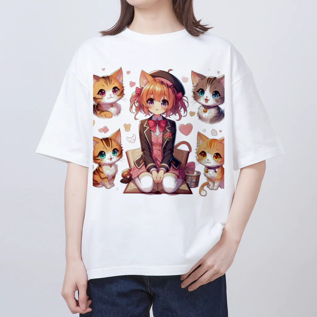 ウツボちゃんの大好きな猫に囲まれて Oversized T-Shirt