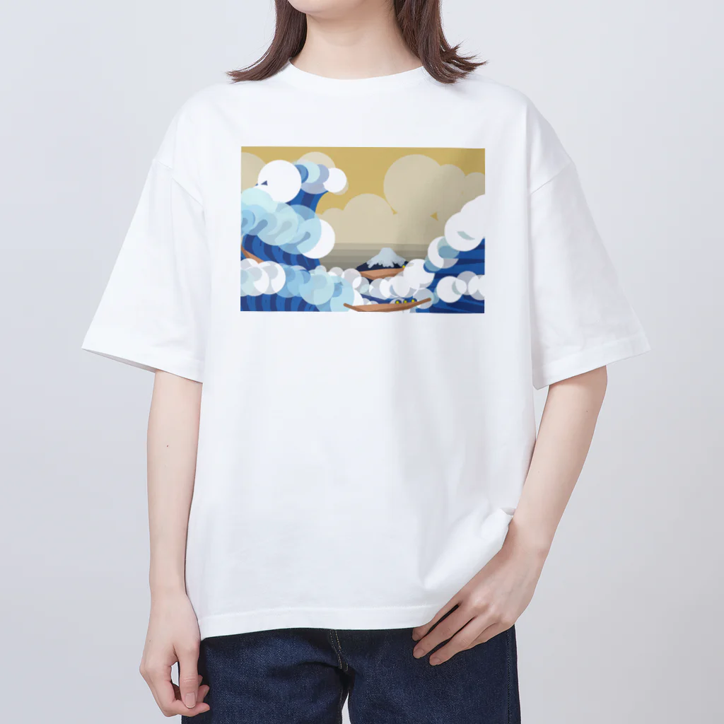 Apples_Orangesの富嶽三十六景 神奈川沖浪裏-Remix オーバーサイズTシャツ