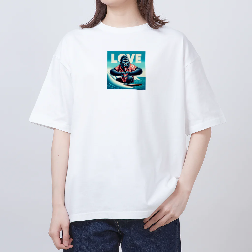 まんじゅ王国の夢中になって波乗りする、サーフィン上手なゴリラ Oversized T-Shirt