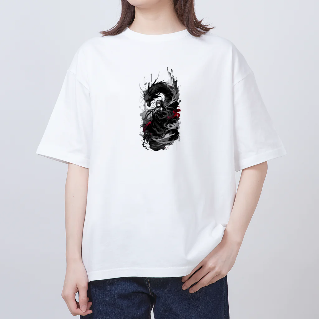 蝋燭のDragonと女性 オーバーサイズTシャツ