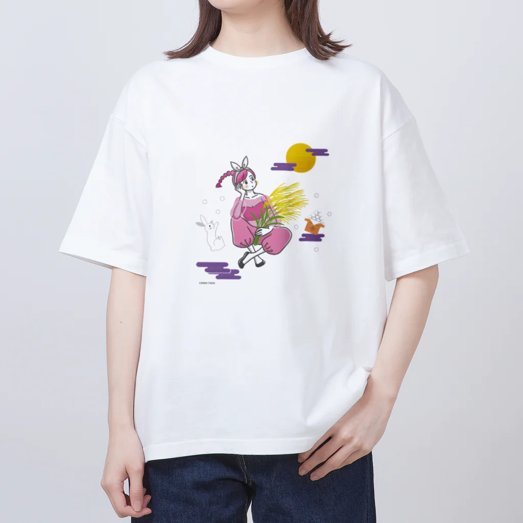 MIKA YADA illust shopの9月お月見の夜、うさぎと。 Oversized T-Shirt