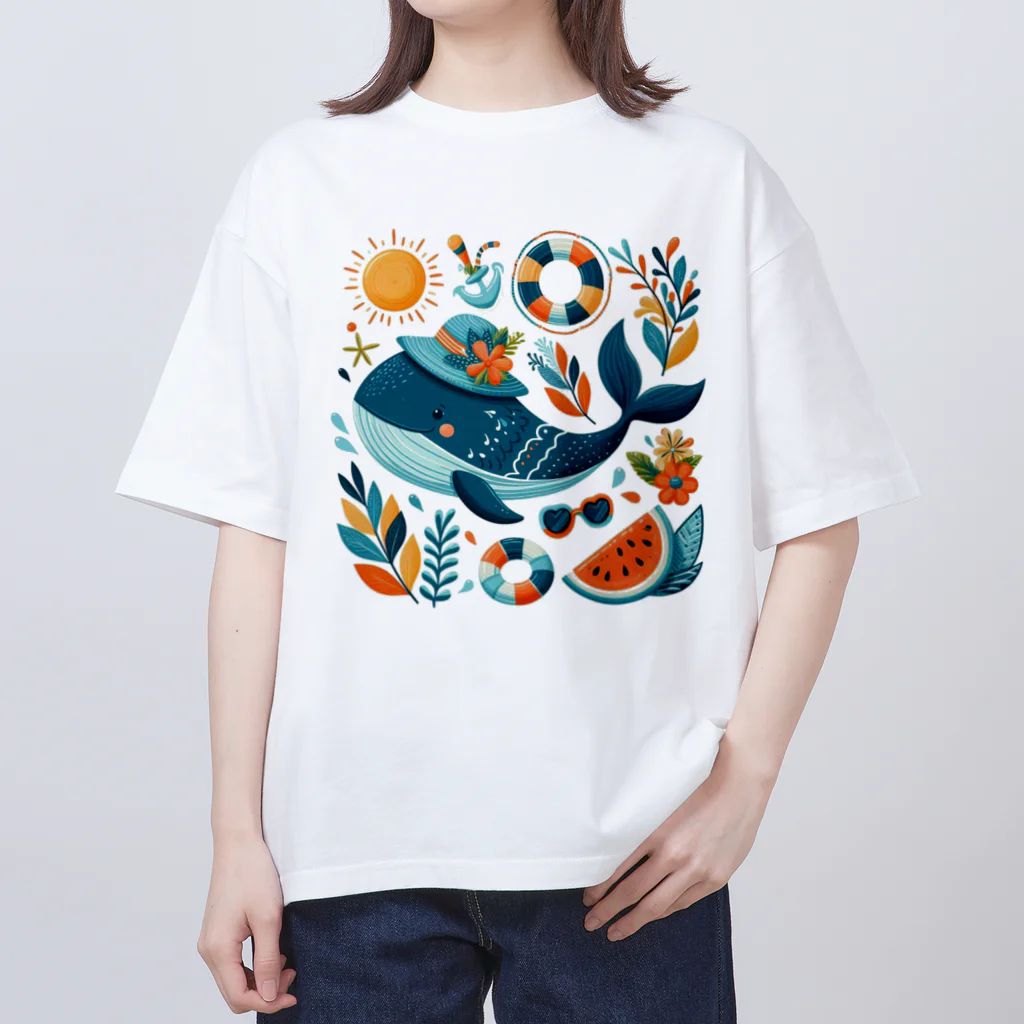 シンセティックスタイルズの夏かわいいクジラ オーバーサイズTシャツ