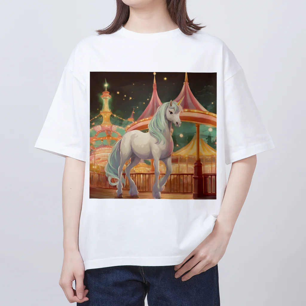 春天堂の夜の遊園地 オーバーサイズTシャツ