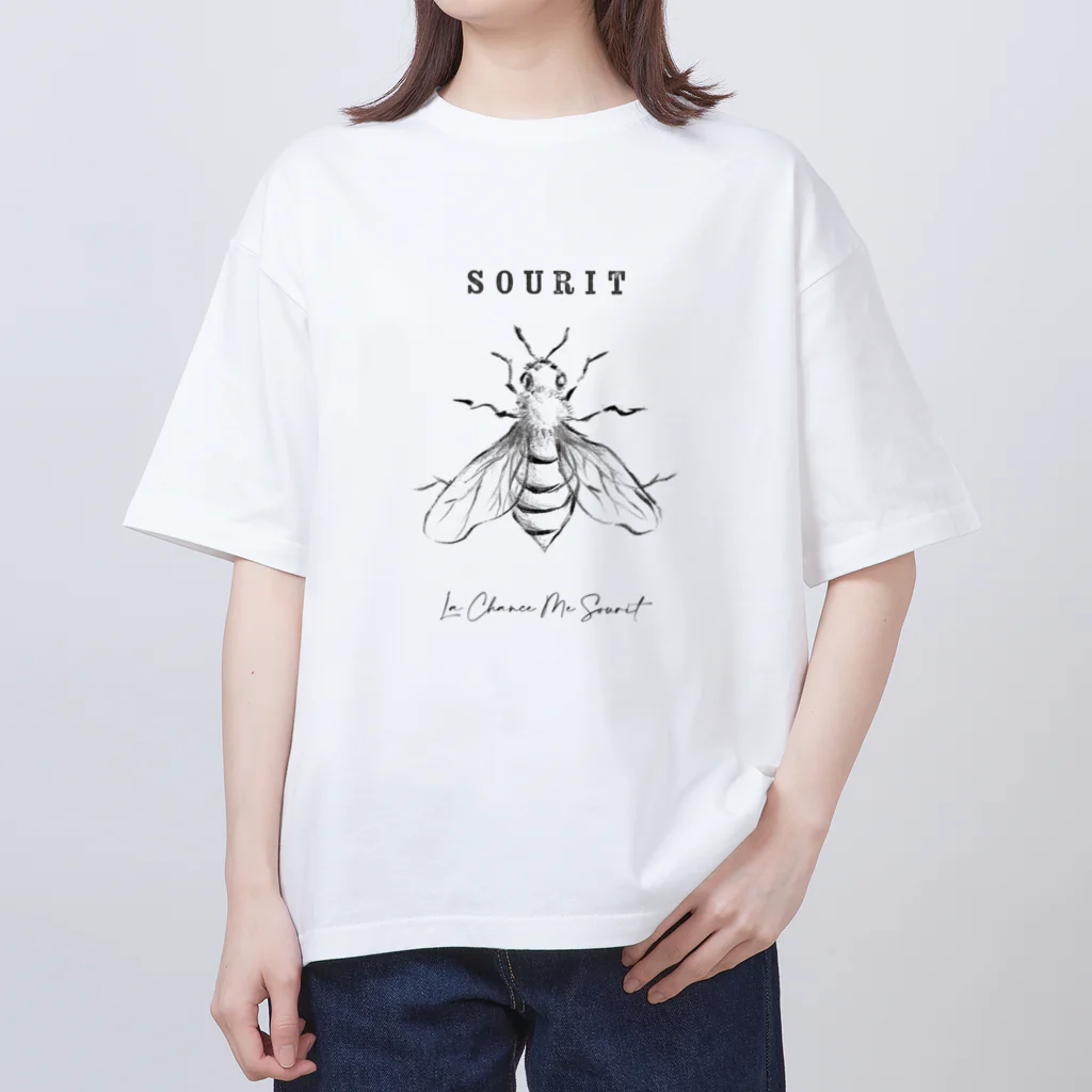 sourit （スリ）のミツバチ（モノトーン） オーバーサイズTシャツ