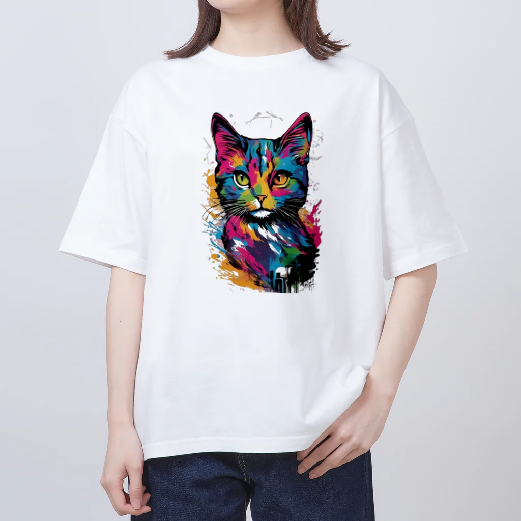 japanese-creatorの猫　デザインTシャツ　アート　グラフィック Oversized T-Shirt