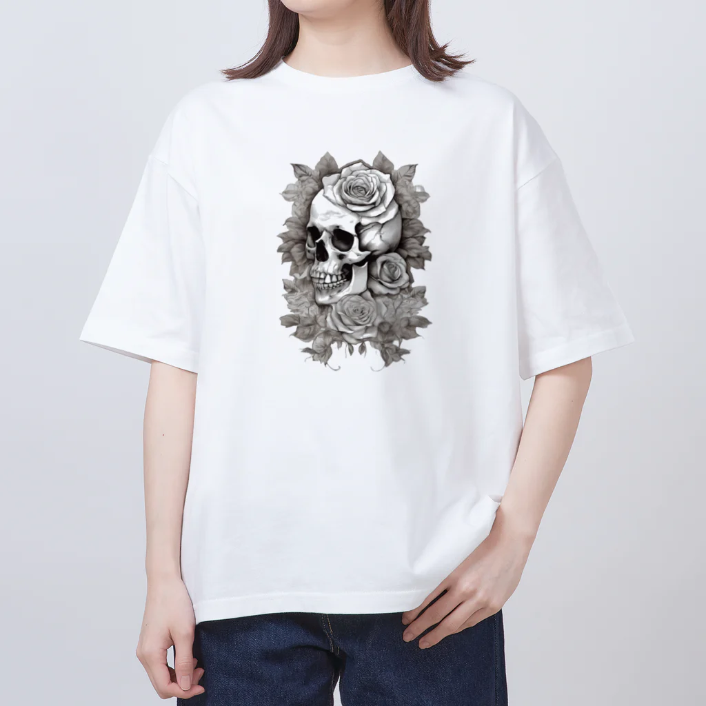 japanese-creatorの骸骨　薔薇　デザインTシャツ　アート　グラフィック オーバーサイズTシャツ