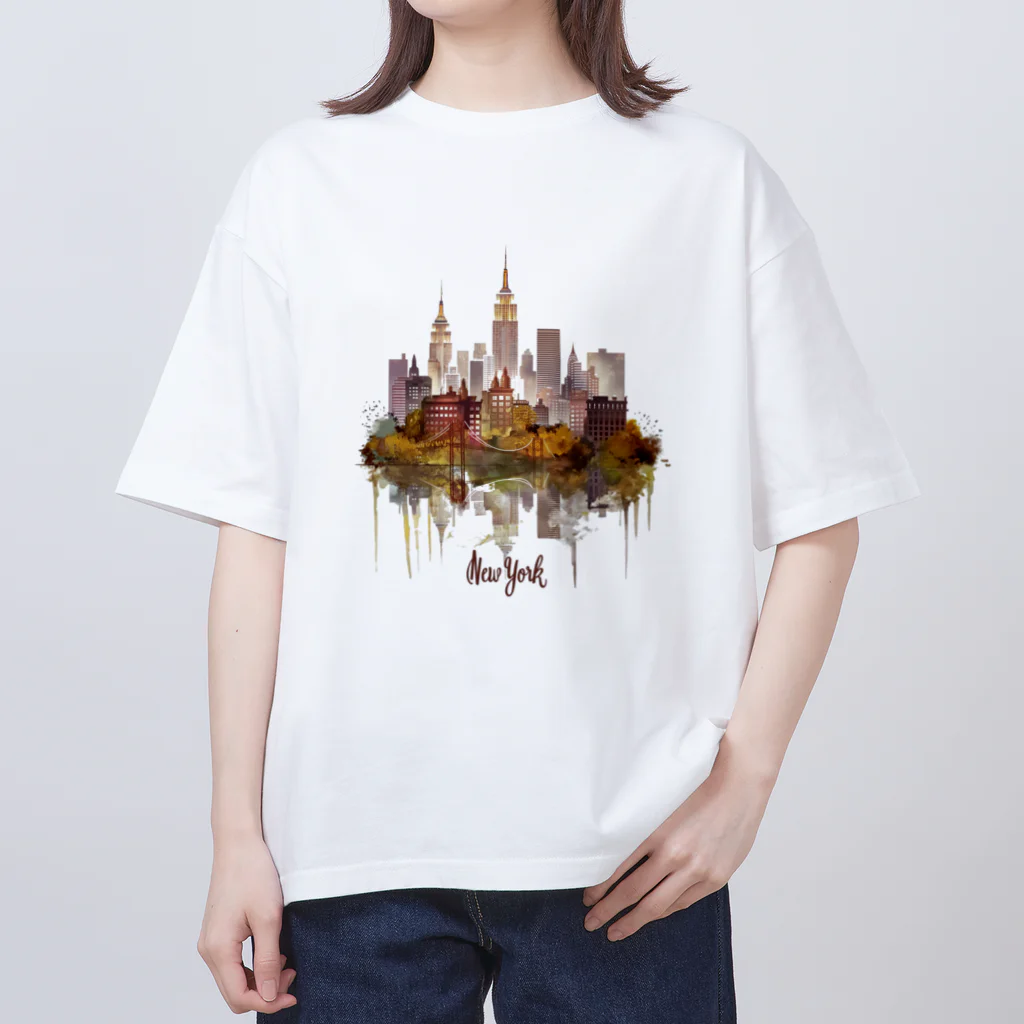 Chi3のニューヨークの幻想的な夜景 オーバーサイズTシャツ