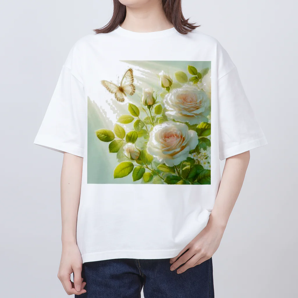 Rパンダ屋の「白薔薇」グッズ オーバーサイズTシャツ