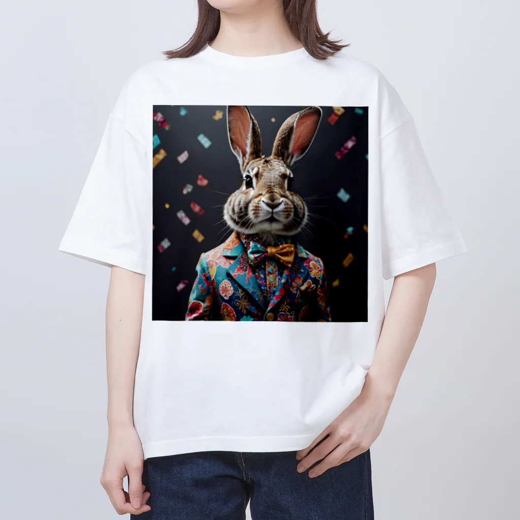 usagimajyoのスーツウサギ オーバーサイズTシャツ