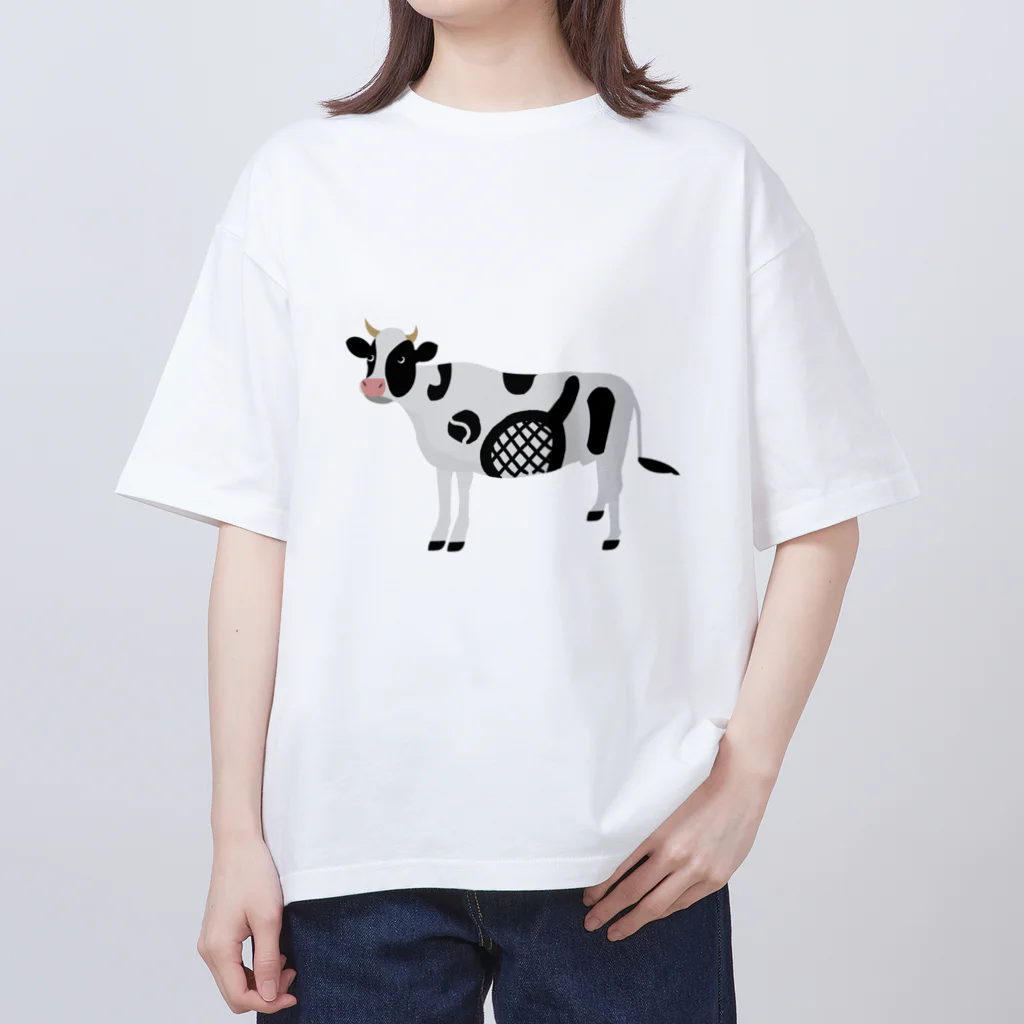 柴犬とテニスのテニス柄のうし オーバーサイズTシャツ