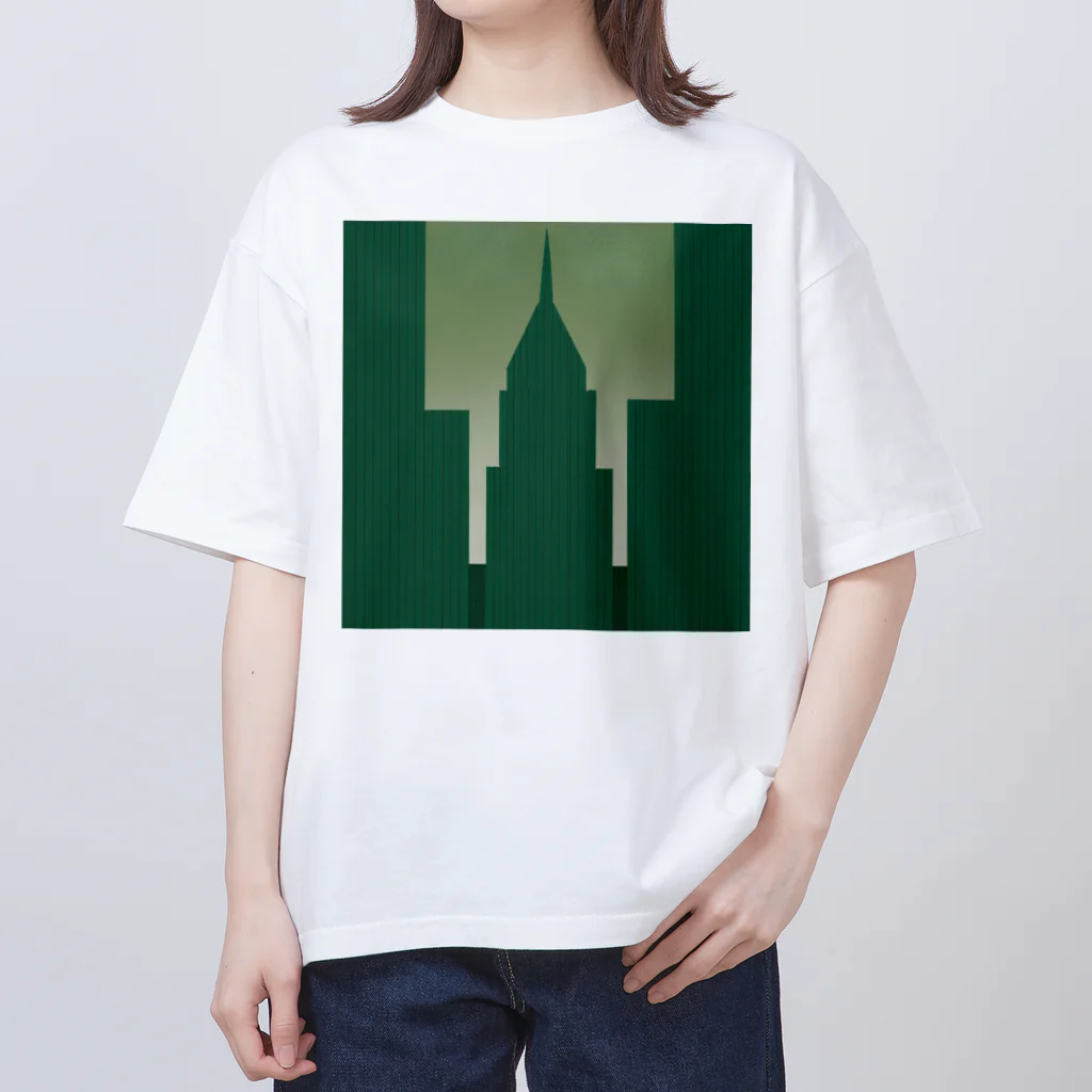 ASUTOMIのビルグッズ濃い緑色 Oversized T-Shirt