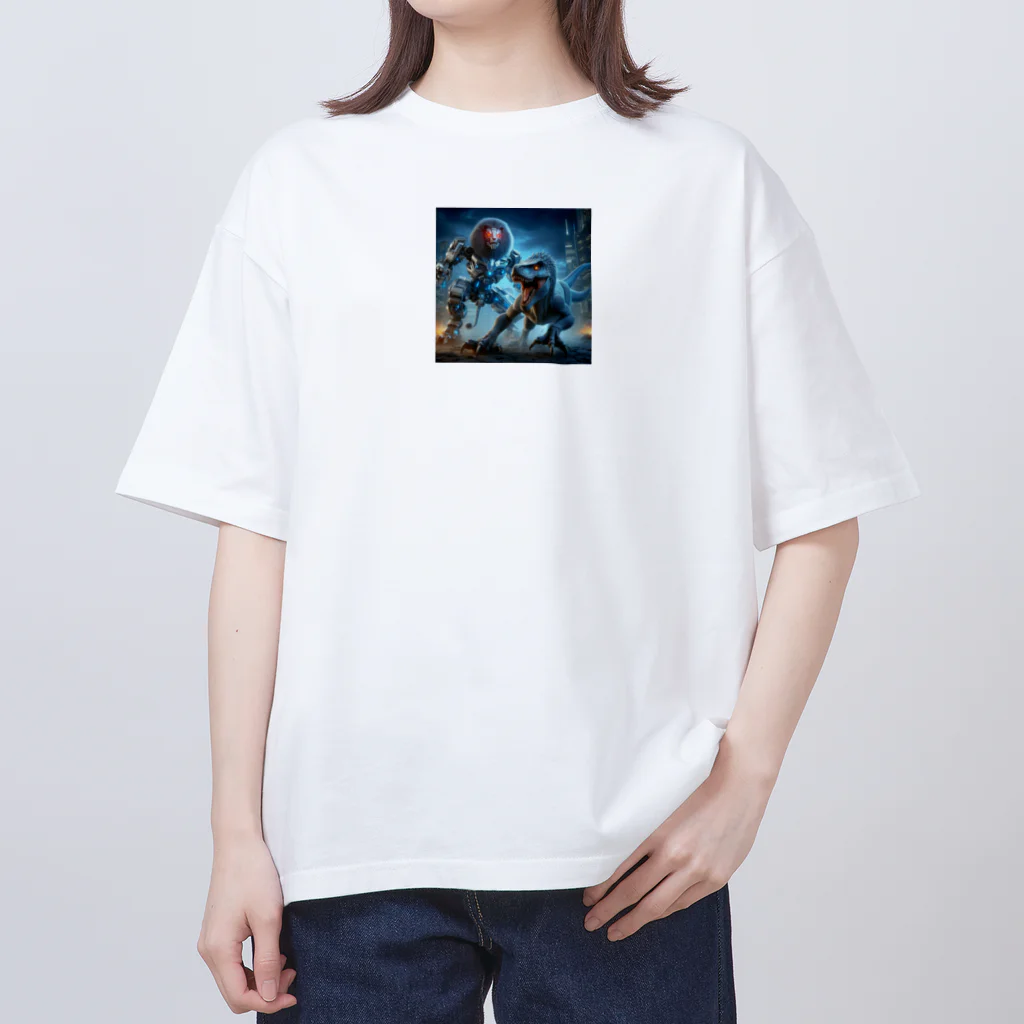 OTIRUBUTUBUTUのライオンロボットvsラプトル Oversized T-Shirt