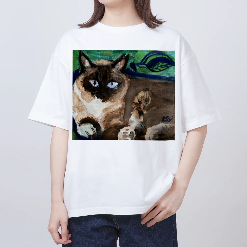 青い猫の青葉 Oversized T-Shirt