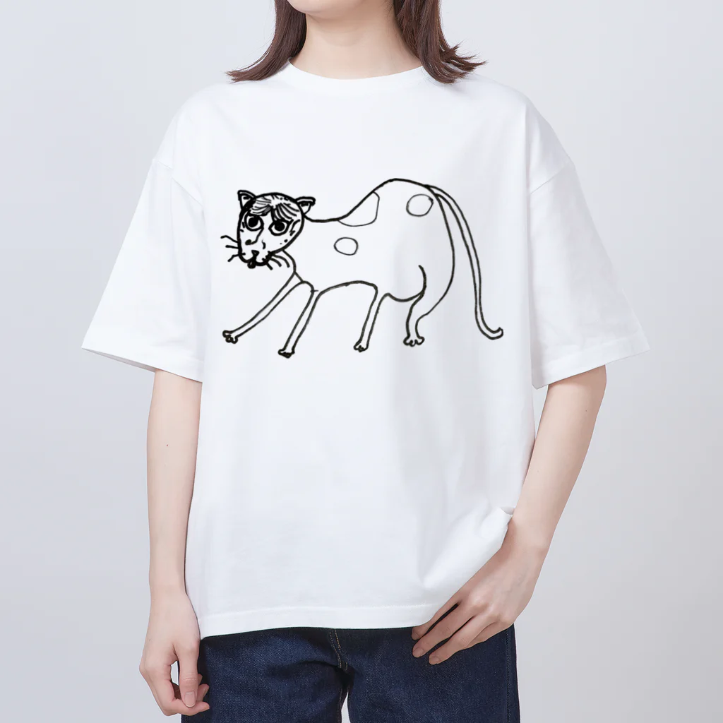 今日もごはんができるまでの人面猫 Oversized T-Shirt