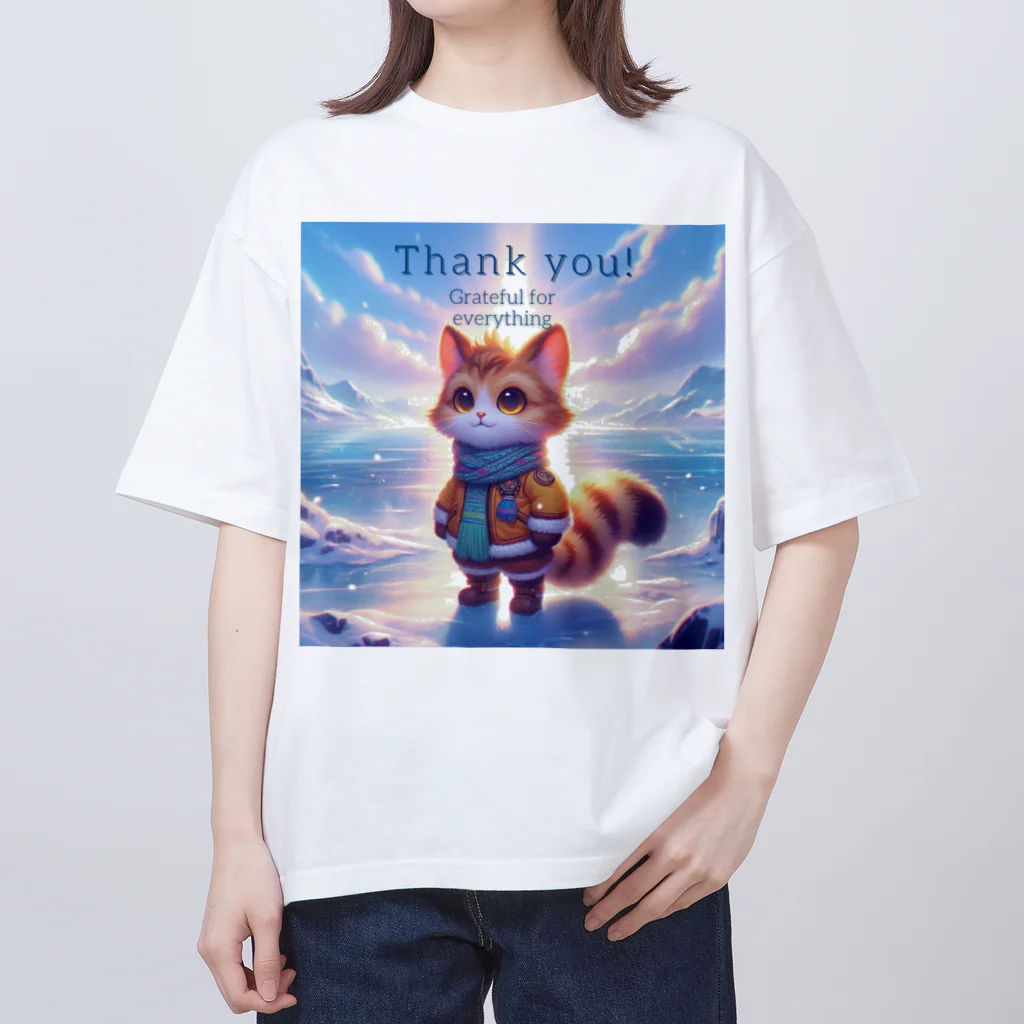 ビビりな番犬くんのふわふわフレンズ！にゃんこ オーバーサイズTシャツ