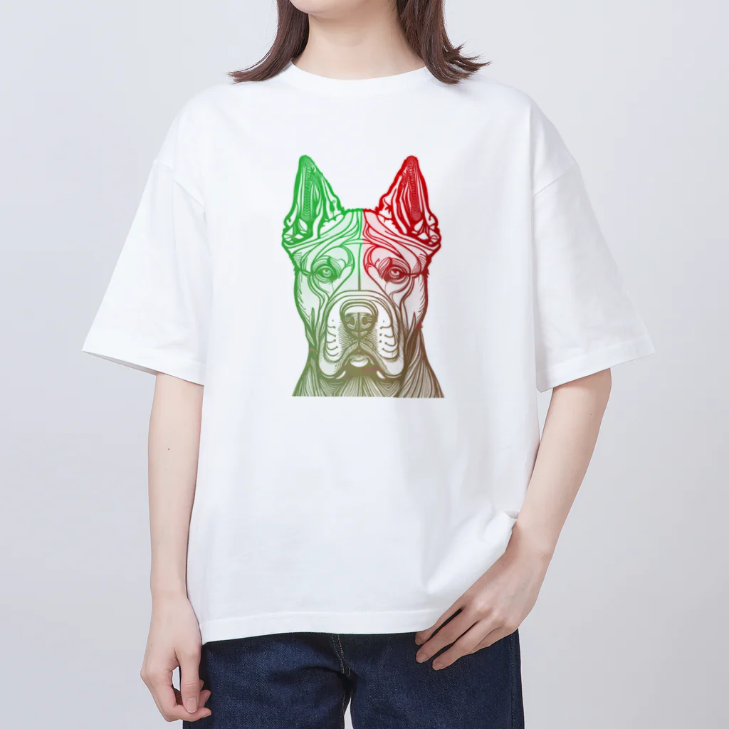 中野いちろうのレッド＆グリーンドッグ オーバーサイズTシャツ