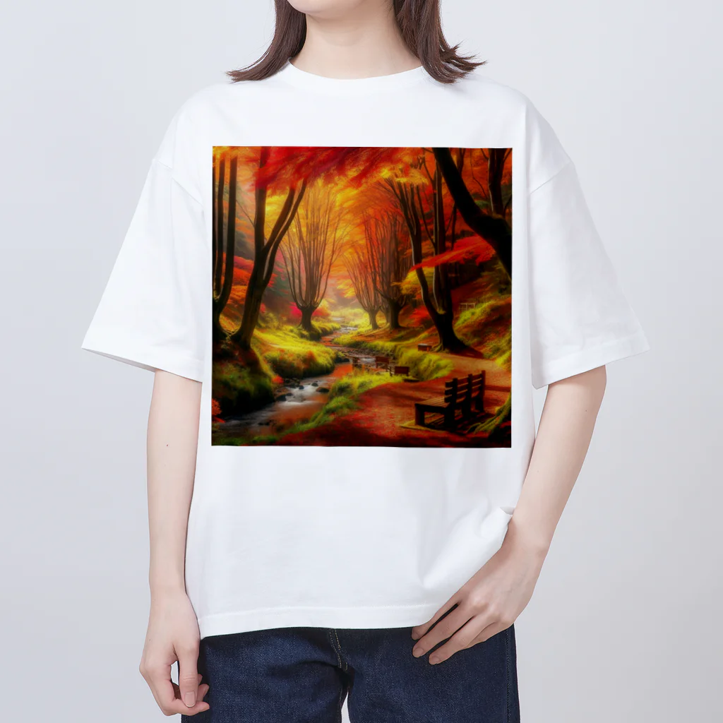 Rパンダ屋の「秋風景グッズ」 Oversized T-Shirt