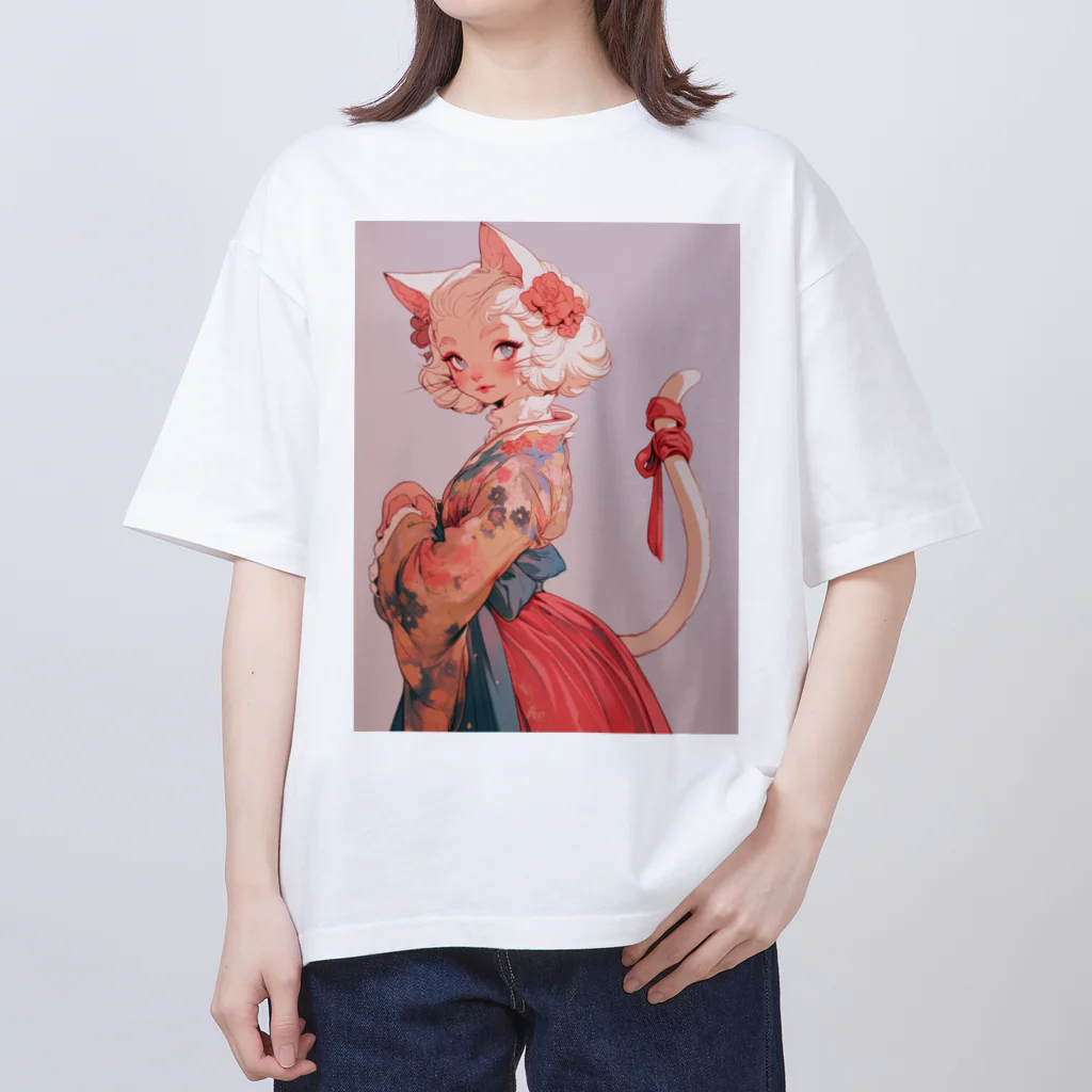 AQUAMETAVERSEの猫のファッションショー オーバーサイズTシャツ