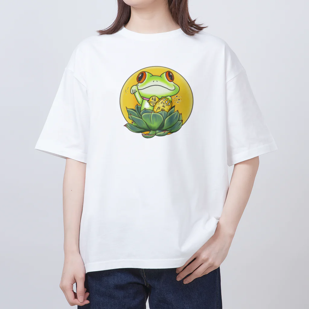 mash artの招きカエルちゃん🎵 オーバーサイズTシャツ