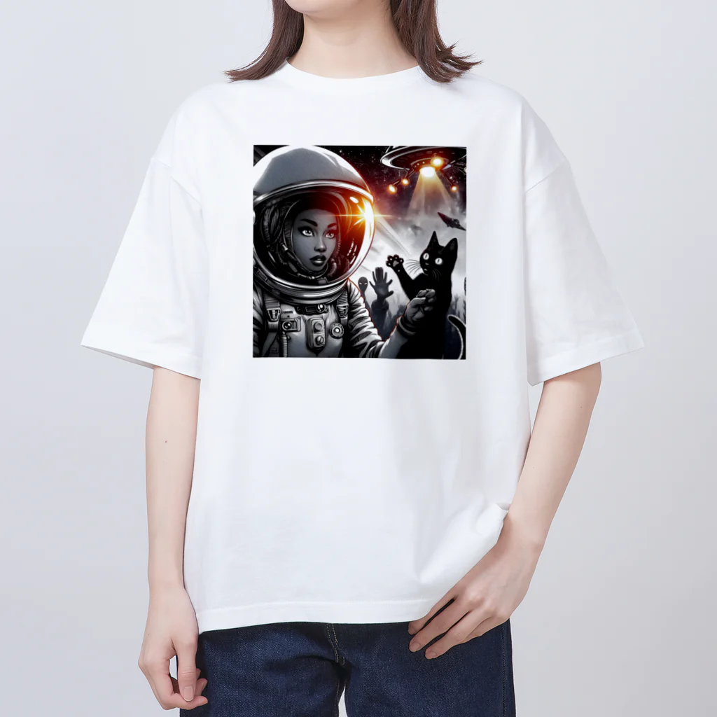 frogsystemの猫型宇宙人との遭遇 オーバーサイズTシャツ