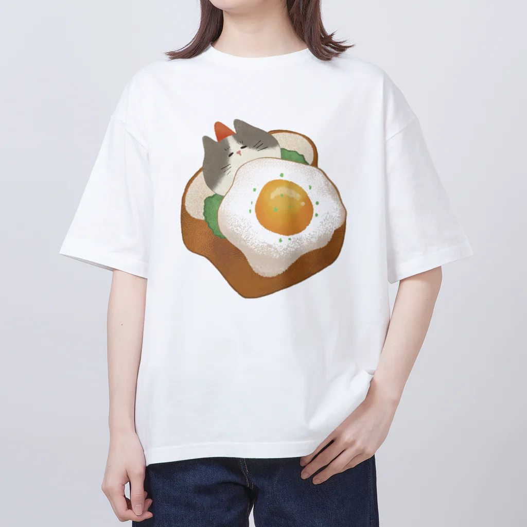 GOAT9 - ぼうし猫のイラストグッズ -のすやすや猫ちゃん オーバーサイズTシャツ