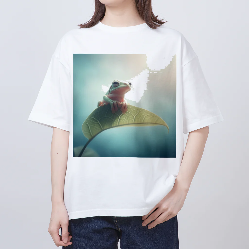 レプタイルズ好き＼(^o^)／の葉っぱの上のカエル Oversized T-Shirt