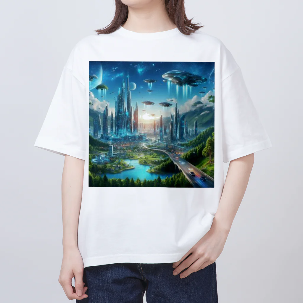 Rパンダ屋の「近未来風景グッズ」 Oversized T-Shirt